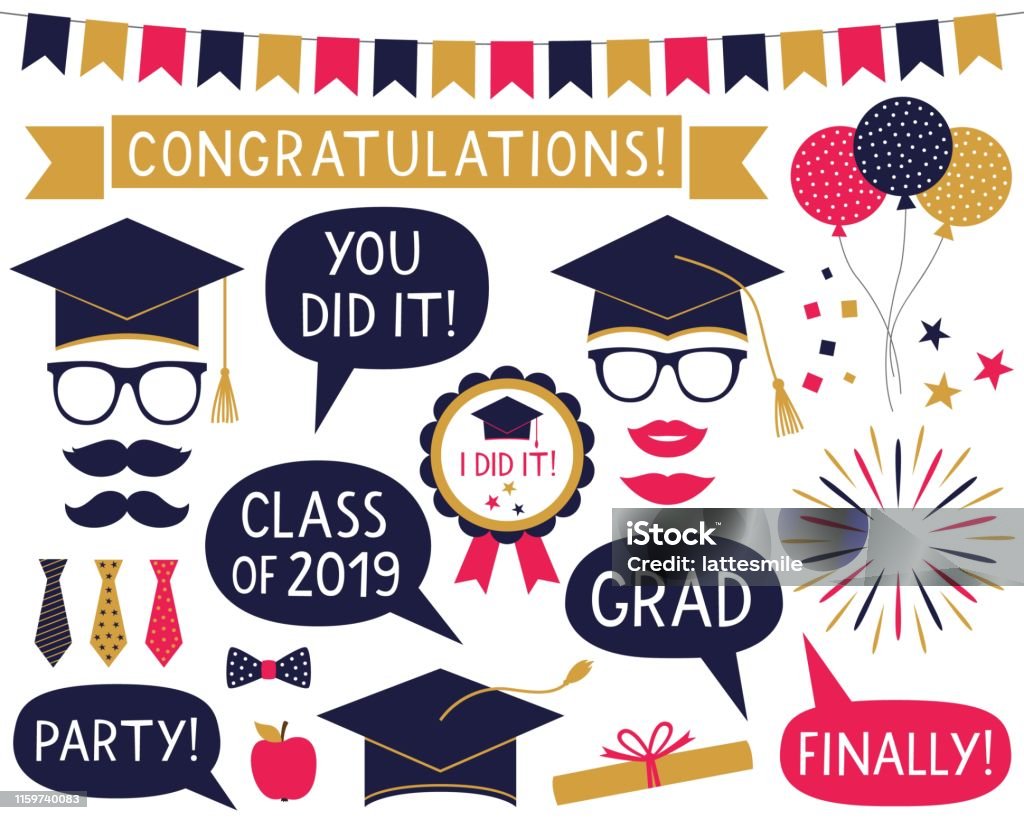 Graduation Graphics Pack Graduation Party Vector Set Stock Illustration - Download Image Now ...