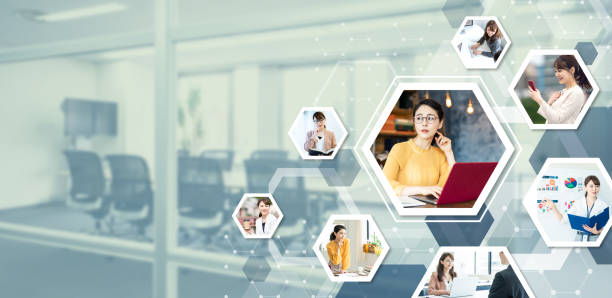 istock Young asian businesswoman and communication network concept. 1159740357
