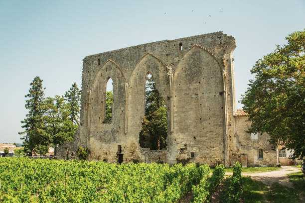 A church wall in ruins in Saint Emilion, France.