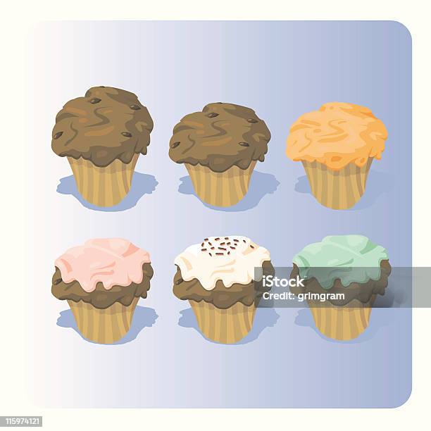 Muffins Vecteurs libres de droits et plus d'images vectorielles de Muffin aux myrtilles - Muffin aux myrtilles, Alimentation lourde, Aliments et boissons