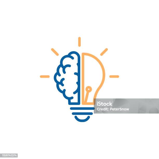 Creative Icon Of A Half Brain Half Lightbulb Representing Ideas Creativity Knowledge Technology And The Human Mind Solving Problems Concept Thin Line Illustration Stock Illustration - Download Image Now