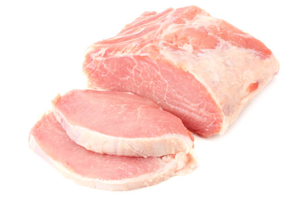 istock Raw pork meat isolated on white background 1159742437