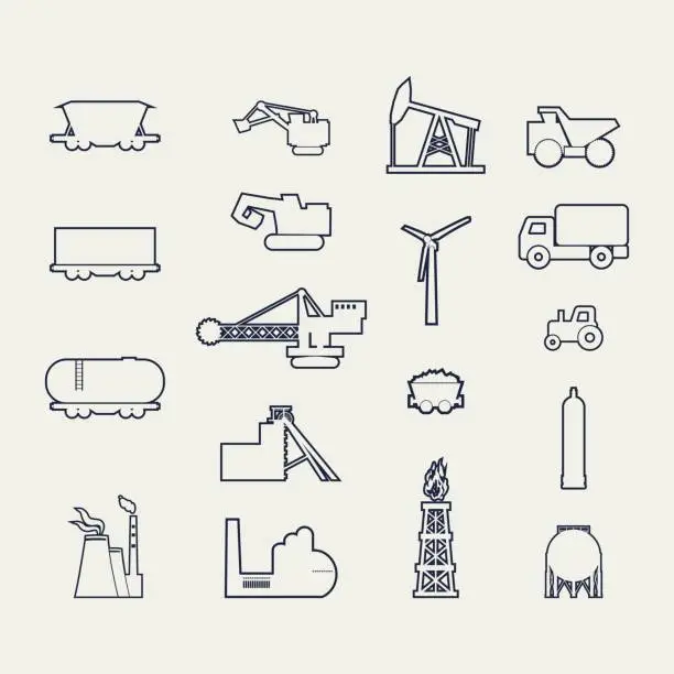 Vector illustration of Industrial icons set.