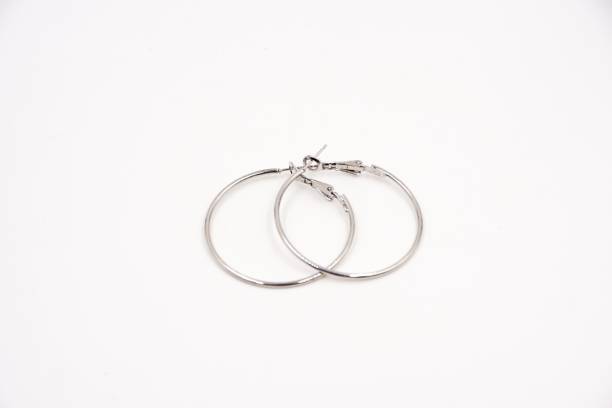 istock Big round silver hoop earrings 1159744642