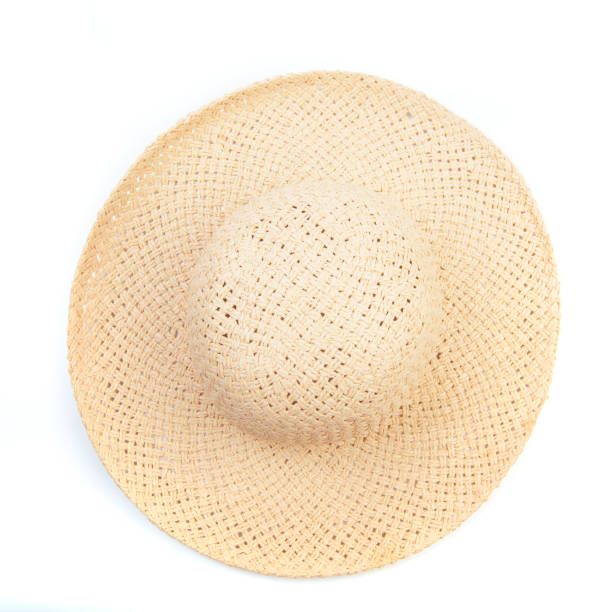 istock Pretty beautiful straw hat  on white background beach hat from a side view isolated 1159749040