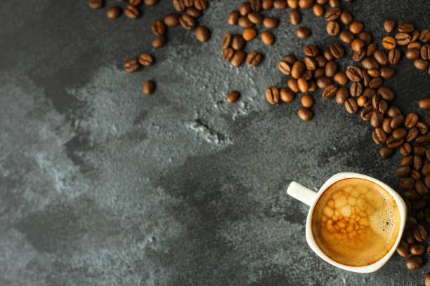 istock coffee drink and coffee grain. top view. copy space 1159749841