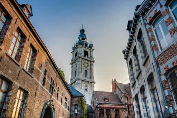 Picture of a Belgian catholic church near liege, belgium, in a typical european village rural environment.