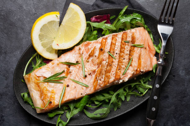 istock Grilled salmon fish fillet 1159751581
