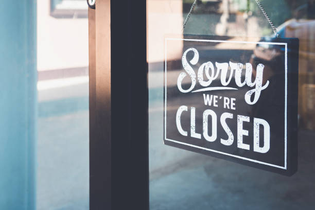 istock Come in we're open, vintage black retro sign 1159753376