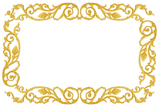 istock Ornament elements frame, vintage gold floral designs 1159754252