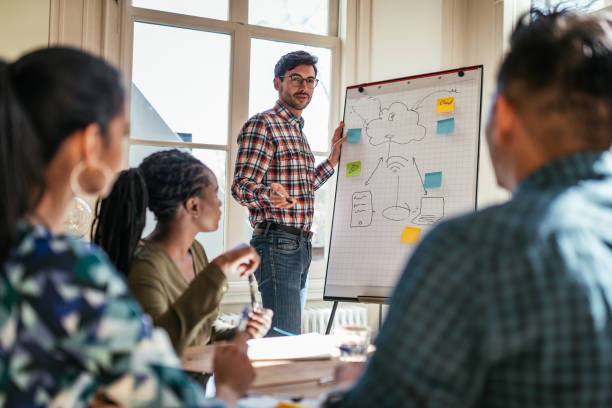 istock Multi-ethnic millennial business team - presentation in the office 1159755916