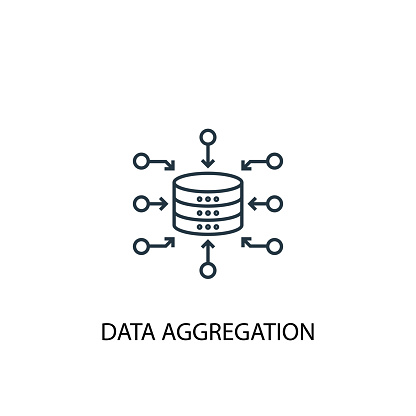 Data Aggregation concept line icon. Simple element illustration. Data Aggregation concept outline symbol design from Big data, database set. Can be used for web and mobile UI/UX