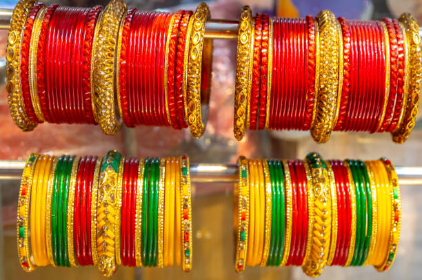 istock Colorful bangles in indian market shop 1159760108