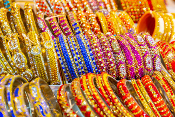 istock Colorful bangles in indian market shop 1159760112