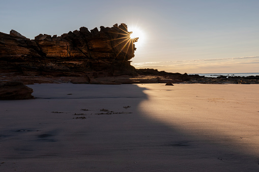 Beautiful Tonel beach with stunning cliffs surrounding it in Sagres, Algarve, Portugal. Surf spot in Sagres.