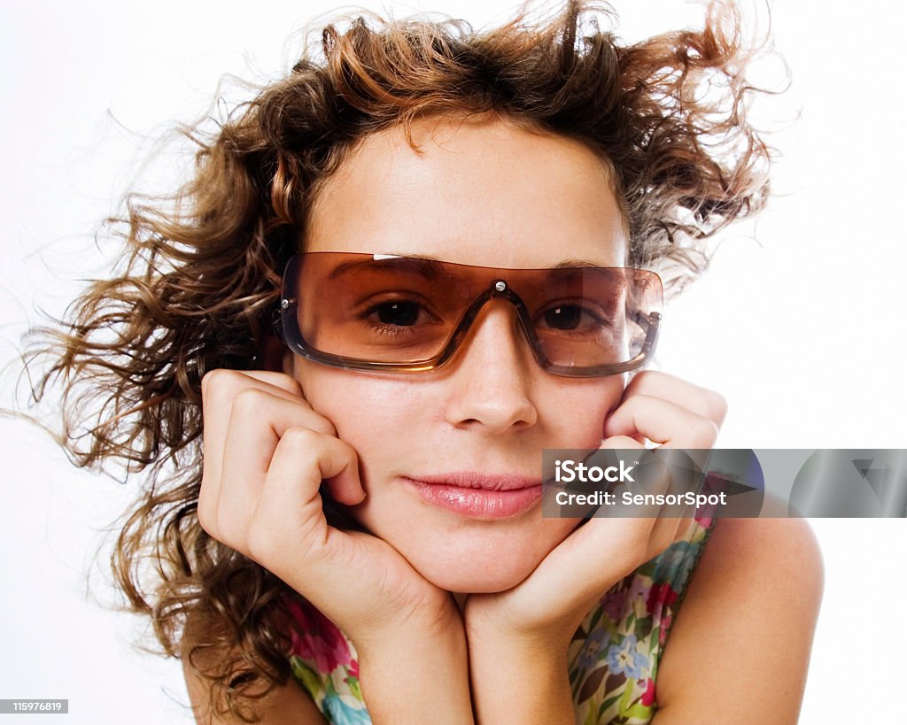 Girl with sunglasses. Sweet little girl with sunglasses. Adolescence Stock Photo