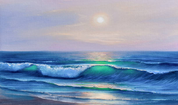 istock Sunset on the sea, painting by oil on canvas. 1159775632