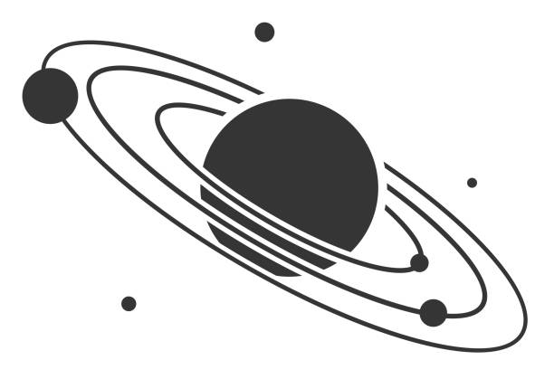 Planet with Multiple Rings Icon Vector of Planet with Multiple Rings Icon solar system stock illustrations