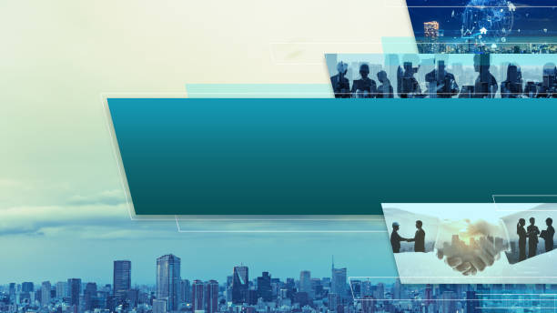 Business report template. Business network concept.