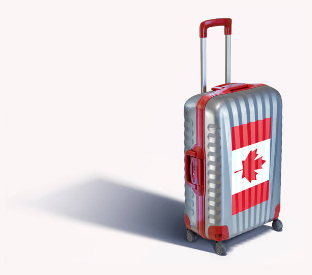 istock Modern suitcase with canadian flag isolated on white 1159785274
