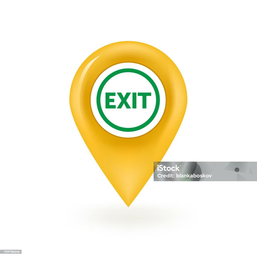 Map Pin Icon Exit Exit Sign Map Pin Isolated Stock Illustration - Download Image Now ...