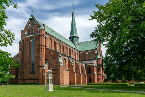 view of Bad Doberan gothic cathedral on a bright sunny day
