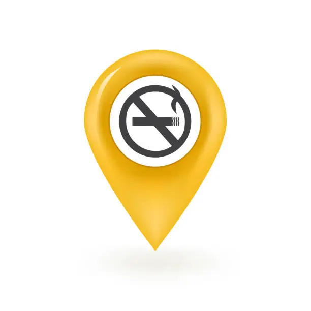 Vector illustration of No Smoking Map Pin LOcation Isolated
