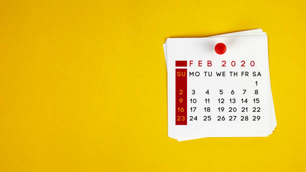 istock Post It February 2020 Calendar On Yellow Background 1159788425