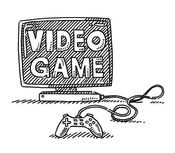 Video Game Symbol Drawing Stock Illustration - Download Image Now - Video Game, Sketch, Black And White - iStock