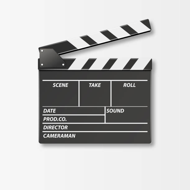 istock Vector 3d Realistic Opened Movie Film Clap Board Icon Closeup Isolated on White Background. Design Template of Clapperboard, Slapstick, Filmmaking Device. Top View 1159792712