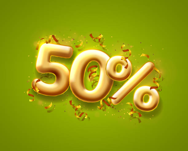 istock Sale 50 off ballon number on the green background. 1159795949