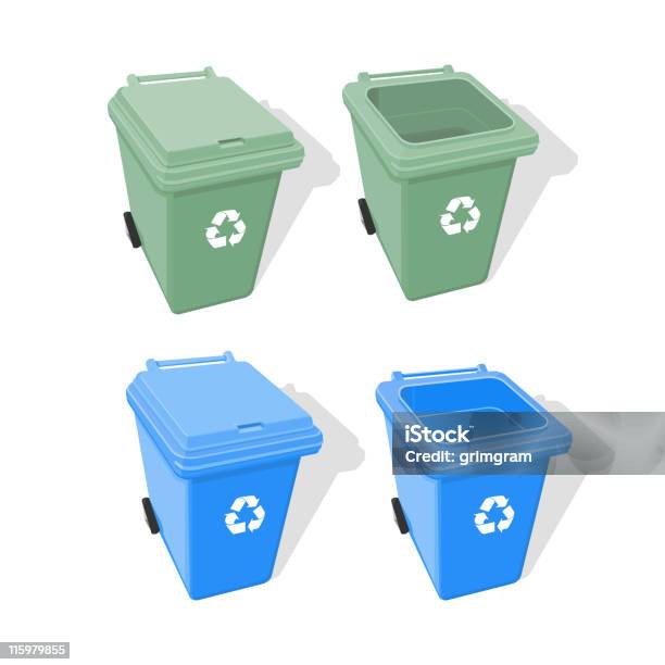 Poubelle De Recyclage Vecteurs libres de droits et plus d'images vectorielles de Poubelle à roulettes - Poubelle à roulettes, Bleu, Boîte à ordures ménagères