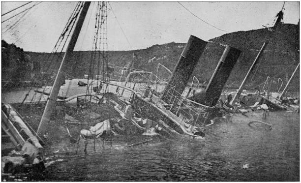 US Army black and white photos: Sinking ship US Army black and white photos: Sinking ship sinking ship pictures pictures stock illustrations