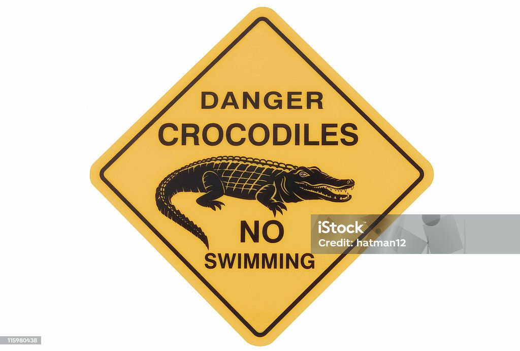Krokodyl Znak ostrzegawczy - Zbiór zdjęć royalty-free (Krokodyl)