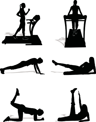 A collection of women silhouettes working out.