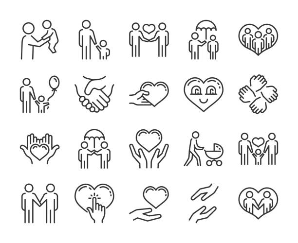 Care icon. Help and sympathy line icon set. Editable stroke. Care icon. Help and sympathy line icon set. Editable stroke. lifestyle stock illustrations