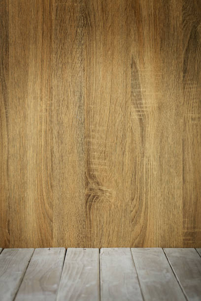 istock Empty top wooden surface table and wood wall background 1159810171