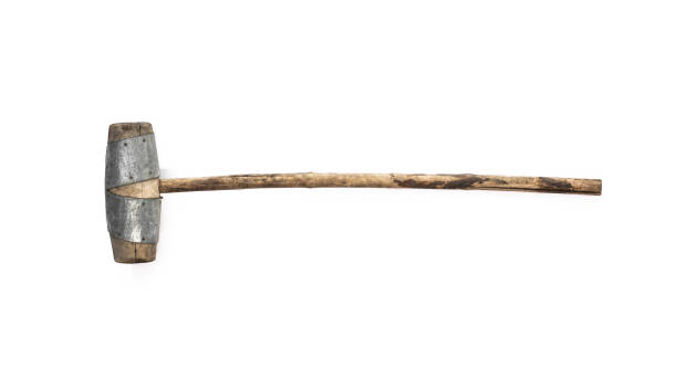 istock Ancient Viking hammer. Old wooden weapon on a white background. 1159813796