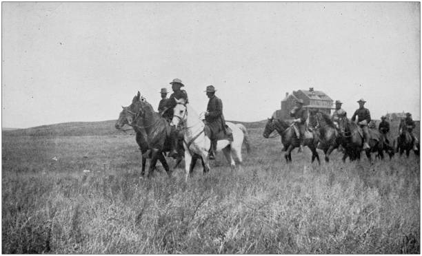 istock US Army black and white photos: Major general Young and staff 1159814126