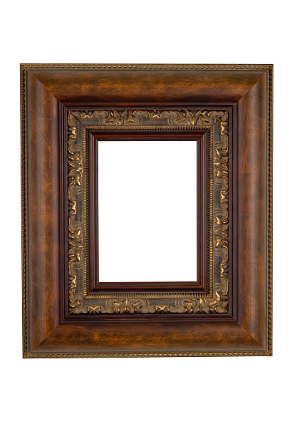 istock Picture Frame in Wide Brown Wood, White Isolated 115981505