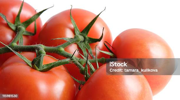 Foto de Tomates Frescos Na Vine e mais fotos de stock de Agricultura - Agricultura, Alimentação Saudável, Comida