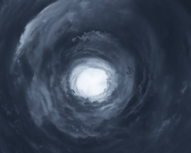облачный пейзаж с прицелом урагана - eye hole стоковые фото и изображения