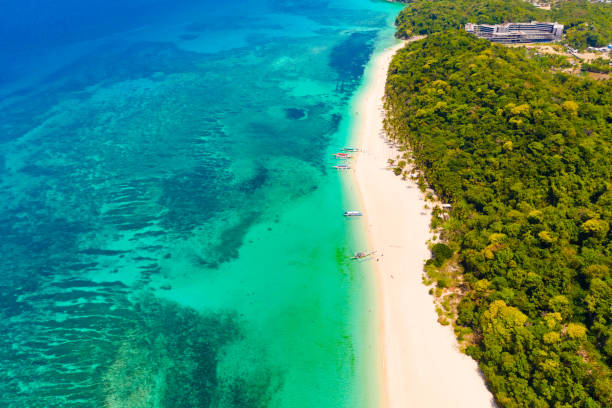 istock Puka Shell Beach, Boracay Island, Philippines, aerial view 1159816623
