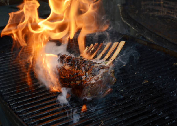 istock Tender rack of lamb being grilled on a barbecue 1159818490