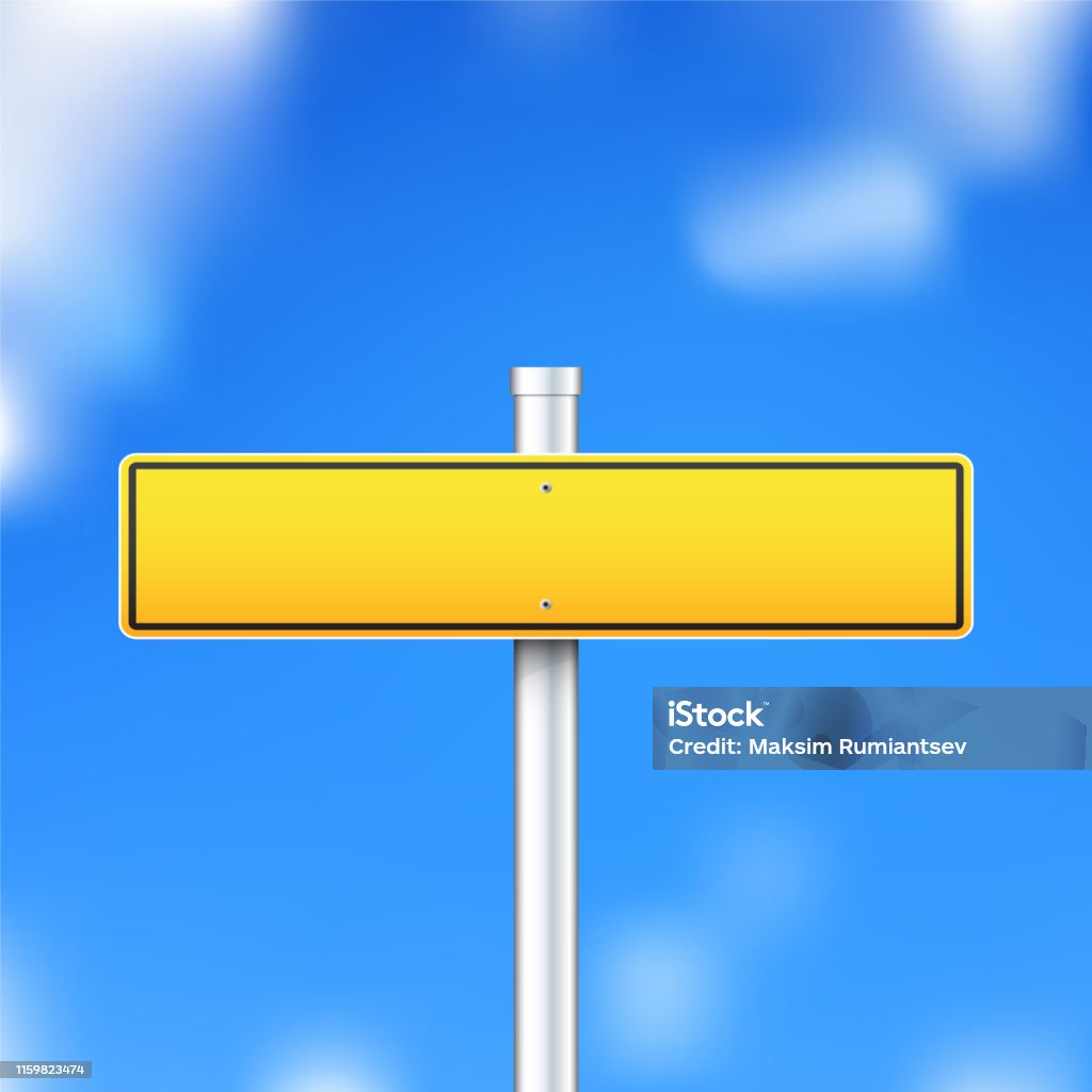 Empty Rode Sign Vector Empty Road Sign On Blue Sky Background Stock Illustration ...