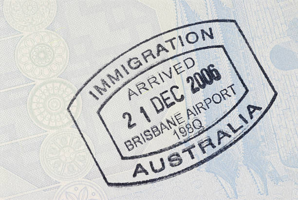 istock Australian immigration arrival passport stamp 115982378