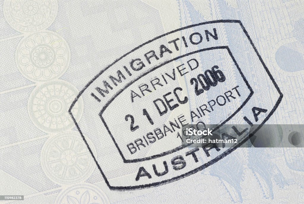 Australian imigracji przyjazdu Stempel w paszporcie - Zbiór zdjęć royalty-free (Australazja)