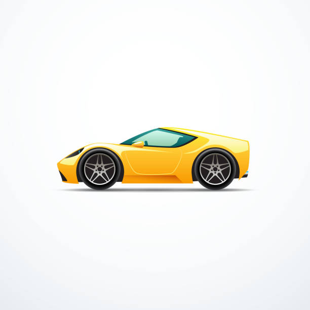 ilustrações, clipart, desenhos animados e ícones de carro desportivo amarelo dos desenhos animados do vetor. vista lateral - racecar color image illustration technique speed