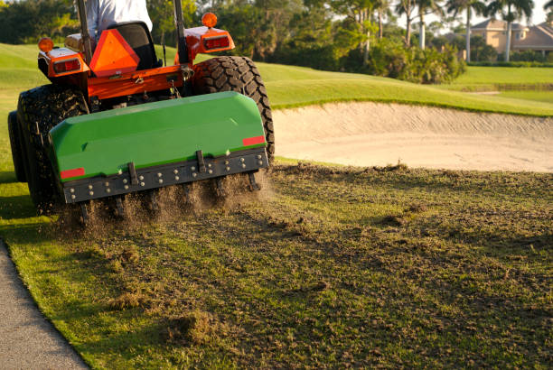 Aeration of Golf Course stock photo