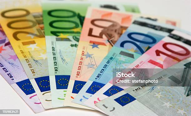 Euro Banknotes Closeup Stock Photo - Download Image Now - 10-11 Years, 1950-1959, 45-49 Years